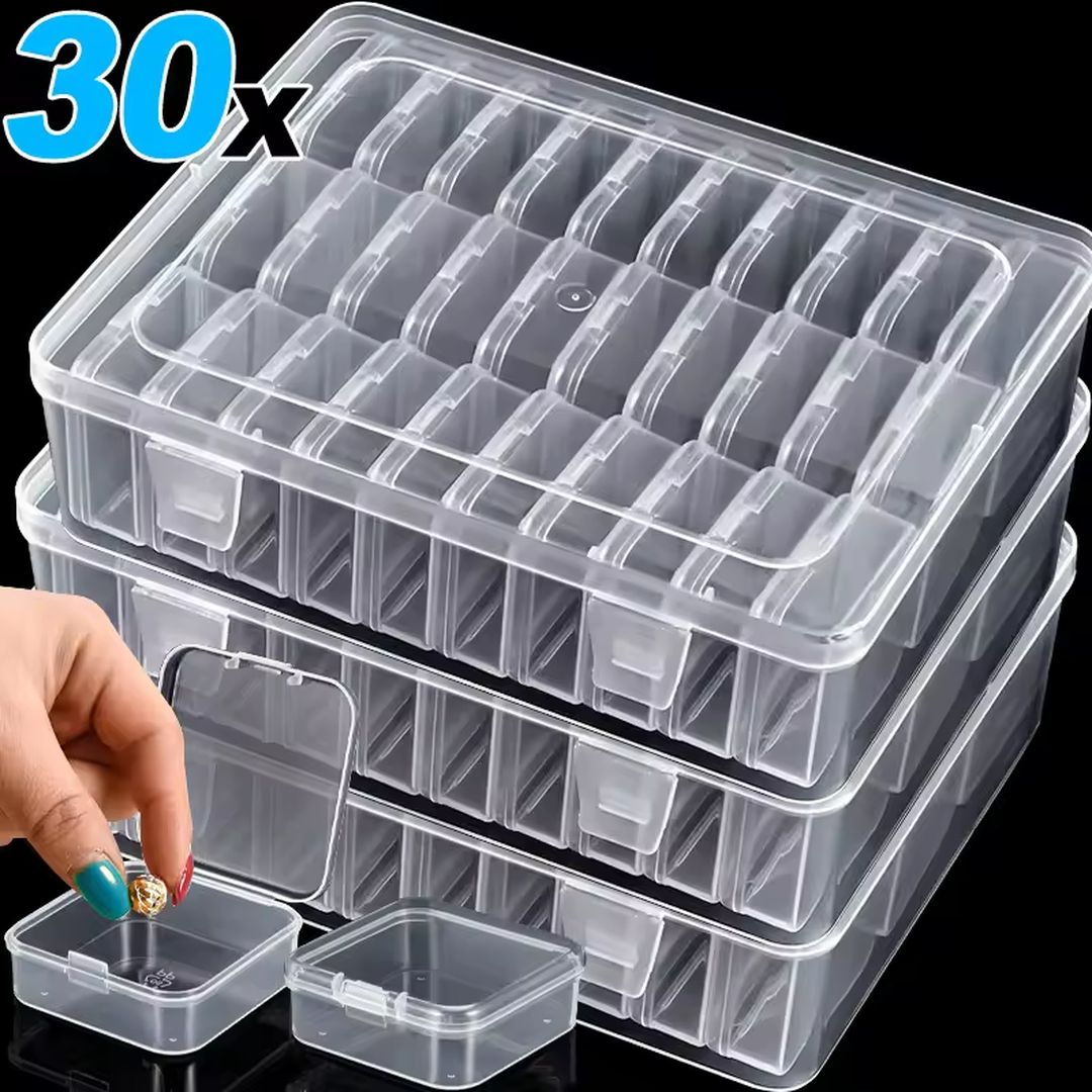 Eaffilifest - Arts, Crafts And Sewing - Beading And Jewelry Making - Beading Storage - 30/14x Clear Rhinestone Boxes Plastic Organizer 5D Nail Art Accessories Containers Art Craft Bead Seed Jewelry Tabletop Storage