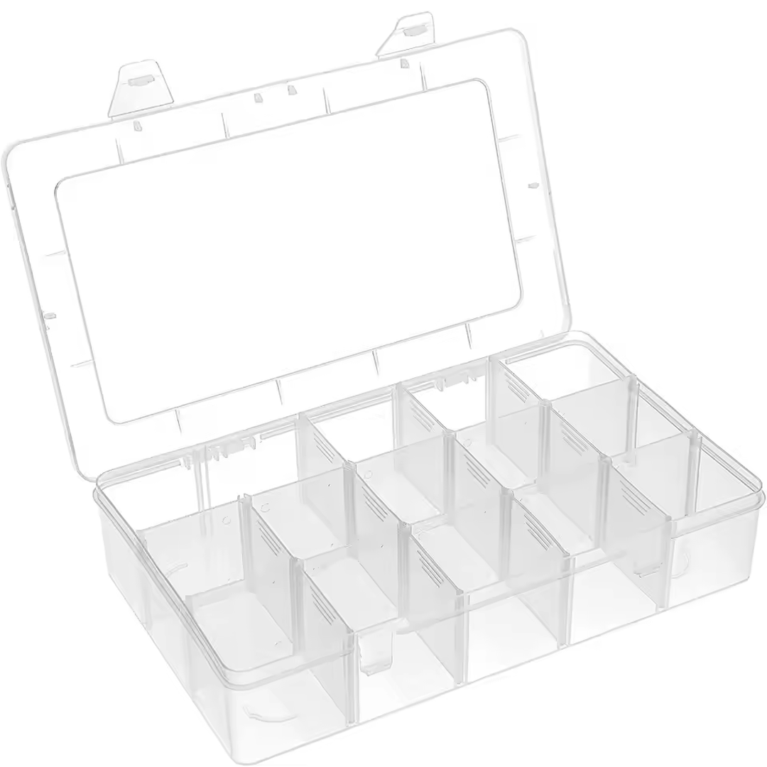 Eaffilifest - Arts, Crafts And Sewing - Beading And Jewelry Making - Beading Storage - 15/18/28 Grids Plastic Clear Organizer Box Bead Storage Containers with Adjustable Dividers for Craft Jewelry Parts Storage