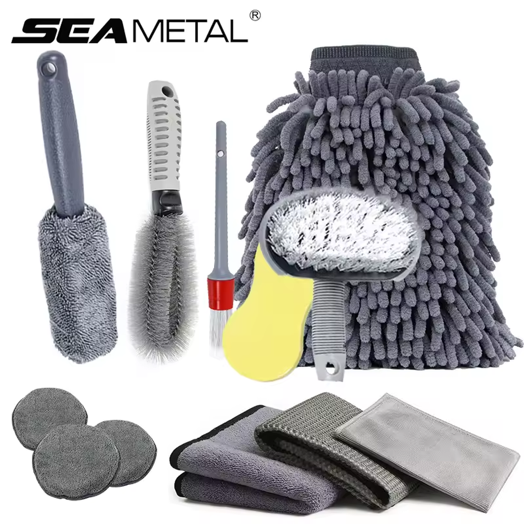 Eaffilifest - Automotive - Cleaning Kits - 6/12pcs Car Cleaning Set Car Detailing Brush Towel Glove Auto Dashboard Air Outlet Cleaning Tools Kits for Car Wash Accessories