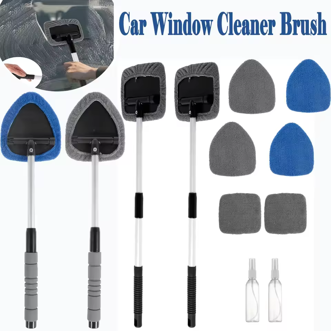Eaffilifest - Automotive - Cleaning Kits - New Car Window Cleaner Brush Kit Windshield Cleaning Mop Microfiber Towel Car Detail Interior with Long Handles Cleaning Tools