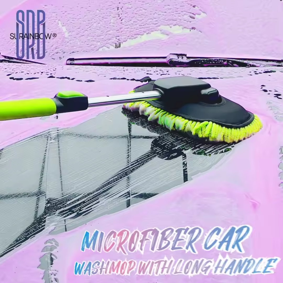 Eaffilifest - Automotive - Cleaning Kits - 52'' Microfiber Car Wash Brush Mop Kit Sponge with Long Handle, Chenille Car Cleaning Brush Supplies Car Windshield Cleaner Pads