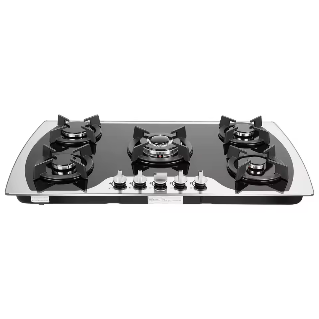 Eaffilifest - Aliexpress - Appliances - Cooktops - 5 Burners Gas Cooktop Tempered Glass 180° Fire Control Electronic Pulse Ignition Gas Hob for Kitchen