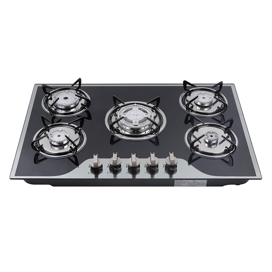 Eaffilifest - Aliexpress - Appliances - Cooktops - 5 Burner Built-In Gas Stove Cast Iron Gas Hob Burner Cooker LPG NG Dual Fuel Stainless Steel Gas Hob Cooktop