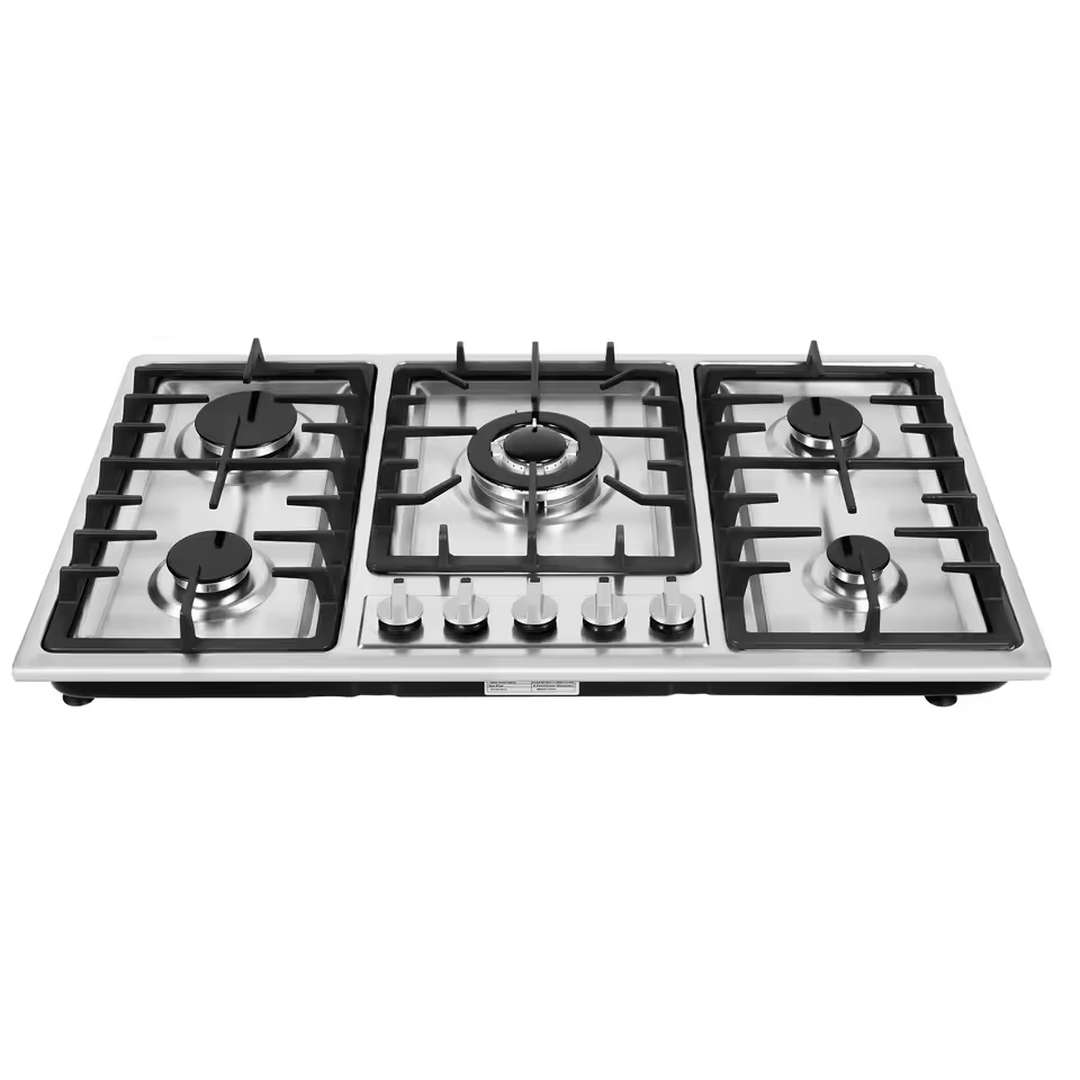 Eaffilifest - Aliexpress - Appliances - Cooktops - Built-in Gas Cooktop with 5 Burners Electronic Pulse Ignition Built-in Stainless Steel Gas Hob for Kitchen