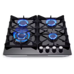 Eaffilifest - Aliexpress - Appliances - Cooktops - 24 Inch 4-Burner Gas Cooktop | Dual Fuel NG/LPG Convertible | Thermocouple Protection & Built-in Design | Tempered Black Glass