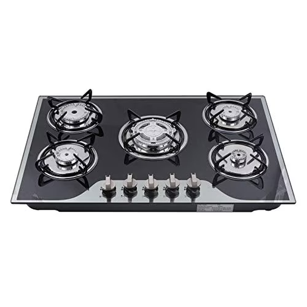 Eaffilifest - Aliexpress - Appliances - Cooktops - Gas Cooker 5 Burners Built-in Gas Hob Stove Hob Cooktop LPG/NG Gas Tempered Glass Hob Cooktop with 5 Gas Burners