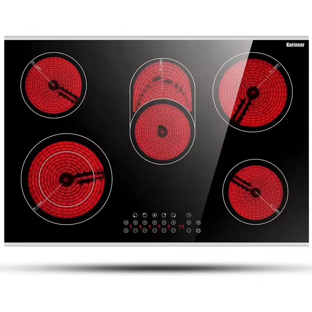 Eaffilifest - Aliexpress - Appliances - Cooktops - Karinear 30 Inch Electric Cooktop 5 Burners Ceramic Cooktop, Drop-in Electric Radiant Cooktop 8400W