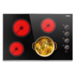 Eaffilifest - Aliexpress - Appliances - Cooktops - Karinear 30 Inch Electric Cooktop 4 Burners, Knob Control Built-in Ceramic Cooktop, 30" Radiant Electric Stove Top with Glass