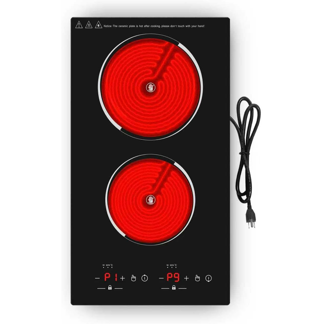 Eaffilifest - Amazon - Appliances - Cooktops - VBGK Electric Cooktop,12 Inch Built-in Radiant Electric Stove Top,110V 2100W 2 burner cooktop With 9 Heating Level, Timer & Kid Safety Lock, Sensor Touch Control 2 burner Induction Cooktop