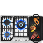 Eaffilifest - Amazon - Appliances - Cooktops - 30 Inch Bulit-In Gas Cooktop with Griddle, 5 Italy SABAF Powerful Burners Over 92% High Efficiency, Max 48300BTU Gas Stove Top, 304 Stainless Steel Panel, NG/LPG Convertible, CSA Certified