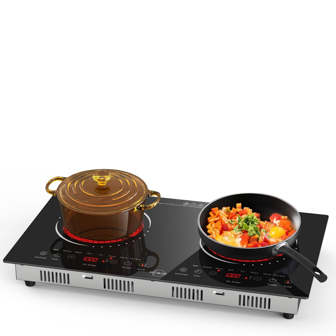 Eaffilifest - Amazon - Appliances - Cooktops - VEVOR Electric Ceramic Cooktop, Built-in Electric Stove Top, with Glass Panel, Knob Control, 11 Heat Levels, for Diverse Cooking Requirements (24inch-4burners/220V)