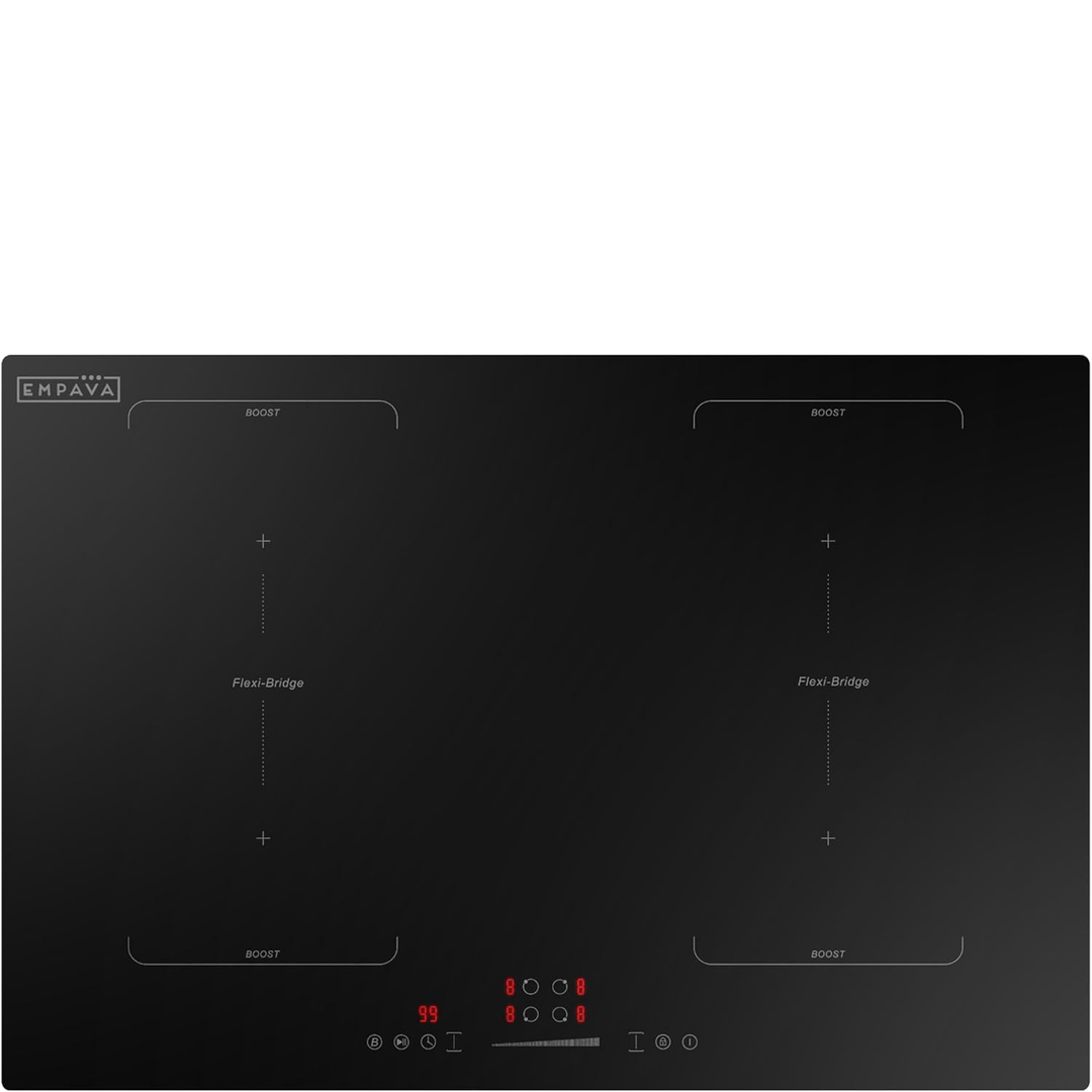 Eaffilifest - Amazon - Appliances - Cooktops - Empava 30 Inch Electric Induction Cooktop Built-In, Bridge-Sync, Smooth Glass Surface, Power Boost, Slider Touch Control, Timer, Pause Function, Child Lock, Hardwired Kitchen Appliance