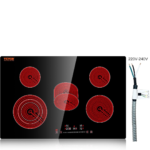 Eaffilifest - Amazon - Appliances - Cooktops - VEVOR Built in Electric Stove Top, 30 inch 5 Burners Ceramic Cooktop, 240V Glass Radiant Cooktop with Sensor Touch Control, Timer & Child Lock Included, 9 Power Levels for Simmer Steam Slow Cook Fry