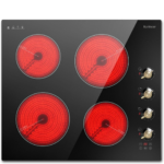 Eaffilifest - Amazon - Appliances - Cooktops - Karinear Electric Cooktop 24 Inch, 4 Burners Electric Stove Top, Built-in Radiant Cooktop Knob Control, Safety Lock, Timer, Pause, 6000W 220~240V Hard Wired(No Plug)