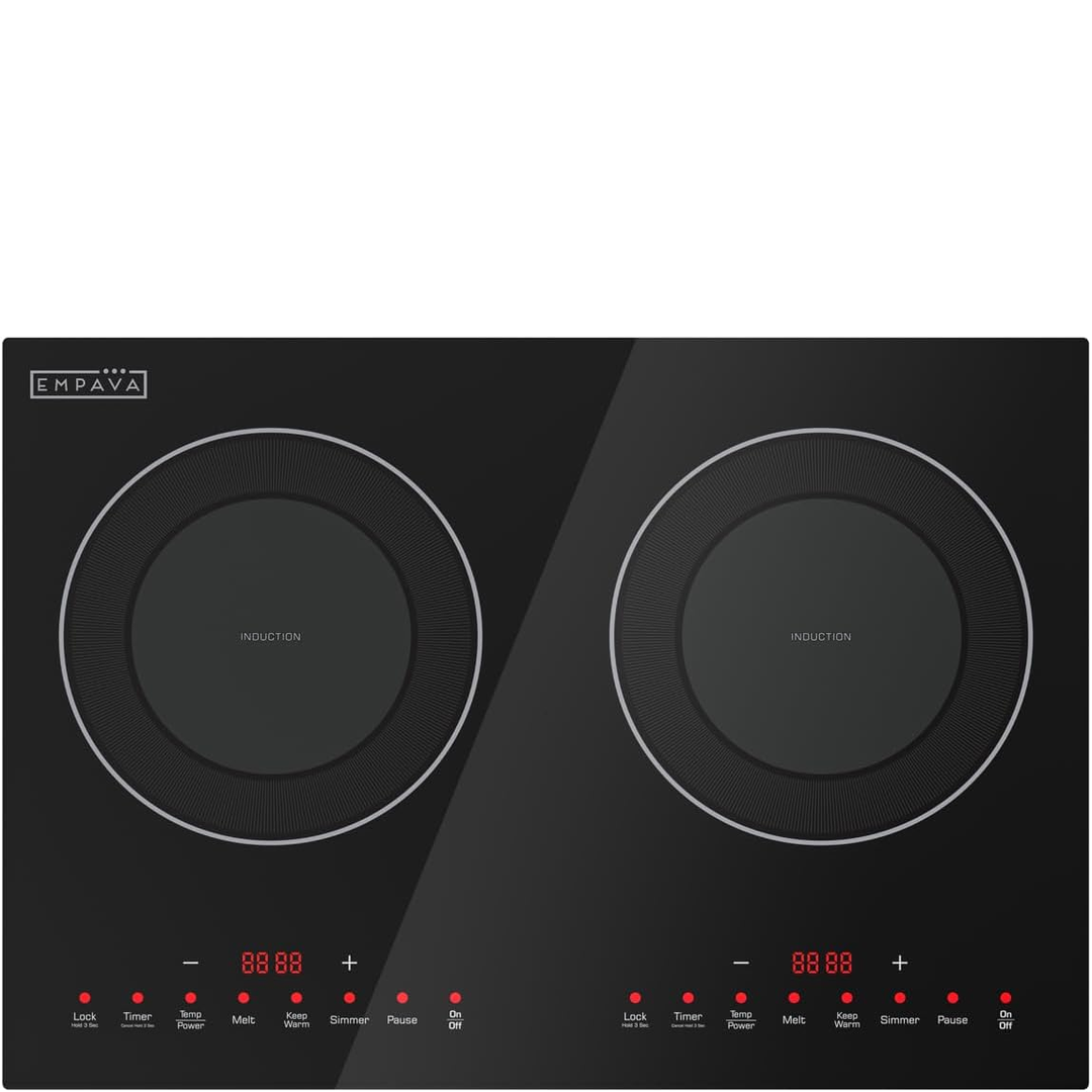 Eaffilifest - Amazon - Appliances - Cooktops - Empava Double/Dual Induction Cooktop 2 Burner, Shatter-proof Flat Glass Top, 18 Levels from 120°F to 460°F, 3 Preset Mode, Bulit-in/Countertop, 110~120 Volt Plug in Electric Stove for Kitchen, RV