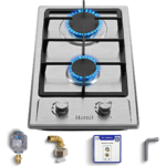 Eaffilifest - Amazon - Appliances - Cooktops - Hothit 2 Burner Propane Gas Cooktop, 12" Inch LPG/NG Dual Fuel Built-in Gas Stove Top, Stainless Steel Electronic Ignition Gas Hob for Apartment, Outdoor, RVs(L12"×W20")…