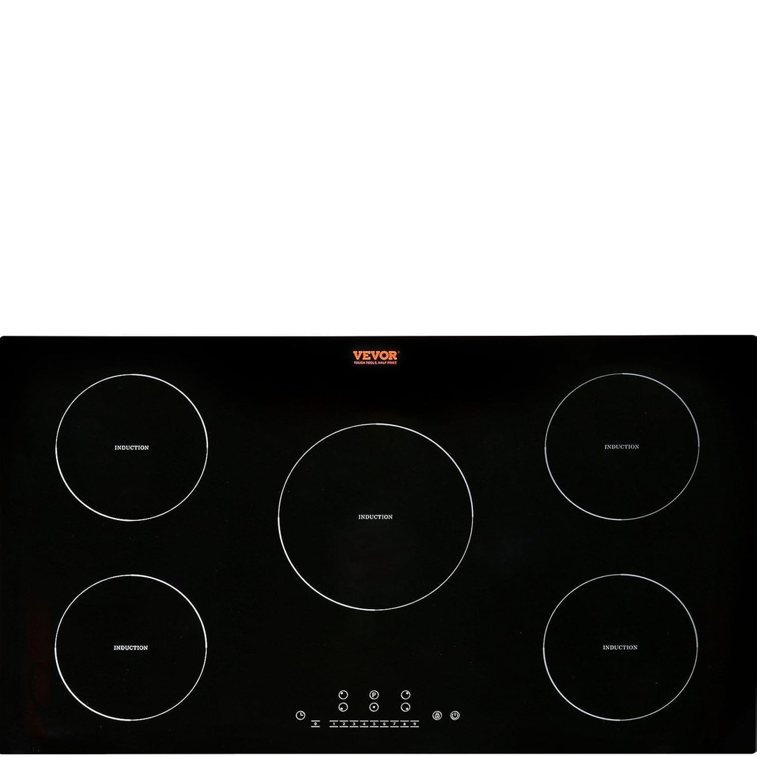 Eaffilifest - Amazon - Appliances - Cooktops - VEVOR Electric Cooktop, 5 Burners, 36'' Induction Stove Top, Built-in Magnetic Cooktop 9200W, 9 Heating Level Multifunctional Burner, LED Touch Screen w/Child Lock & Over-Temperature Protection
