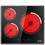 Eaffilifest - Amazon - Appliances - Cooktops - 24 Inch Electric Cooktop, 3 Burner Built-in Ceramic Stove Top 220V-240V, 5700W Radiant Electric Cook Top with Touch Control, Timer, Safety Lock, 220V Hard Wired (No Plug)