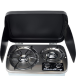 Eaffilifest - Amazon - Appliances - Cooktops - Flame King YSNHT600 2-Burner Built-in RV Cooktop Propane Stove, 7200 and 5200 BTU Burners, Self-Igniting, Cover Included, Silver, 18.5" x 13" x 4.5"