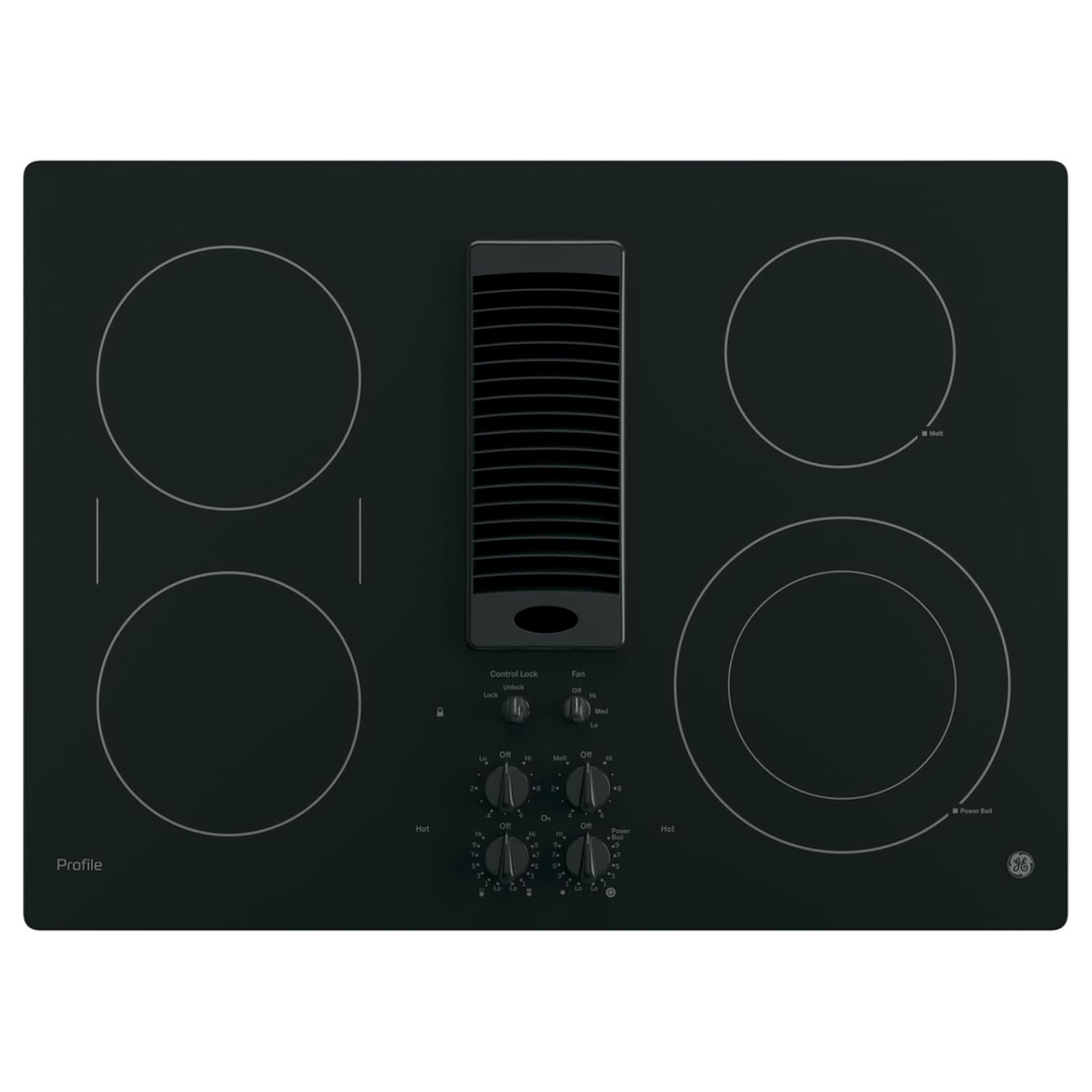 Eaffilifest - Amazon - Appliances - Cooktops - GE Profile 30 in. 4 Burner Element Downdraft Electric Cooktop in Black PP9830DRBB
