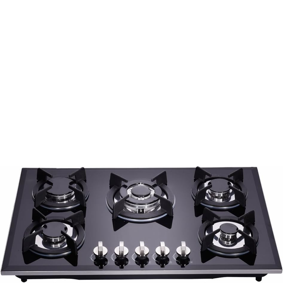 Eaffilifest - Amazon - Appliances - Cooktops - 30 inch Gas Cooktops Dual Fuel Sealed 5 Burners Drop-In Tempered Glass Gas Hob DK157-A01S Gas Cooktop