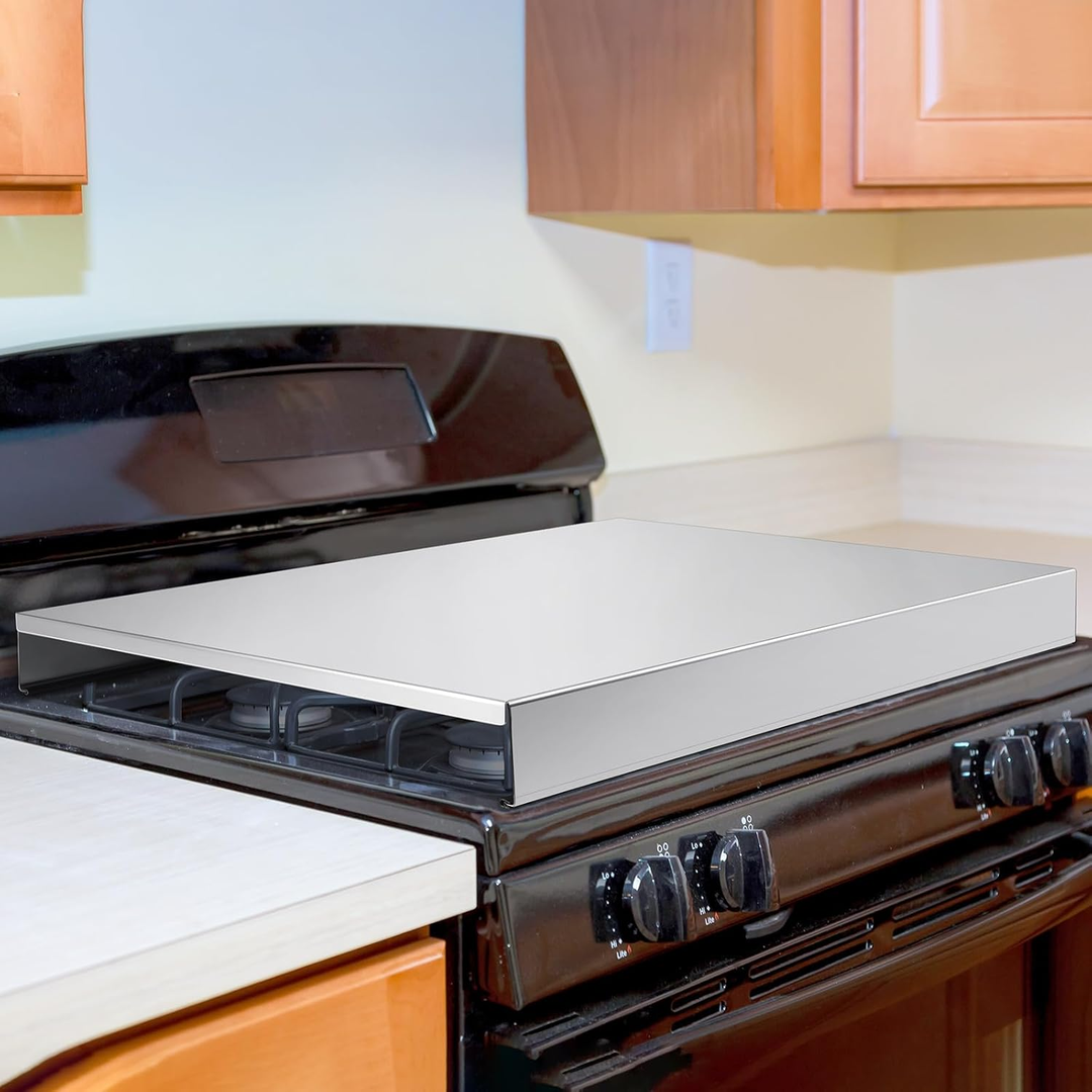 Eaffilifest - Amazon - Appliances - Cooktops - Therwen Stainless Steel Gas Stove Top Cover Noodle Board Cooktop Cover Large Electric Stove Burner Covers Provides Extra Work Counter, 30'' x 22'' x 2.5'' (Silver)