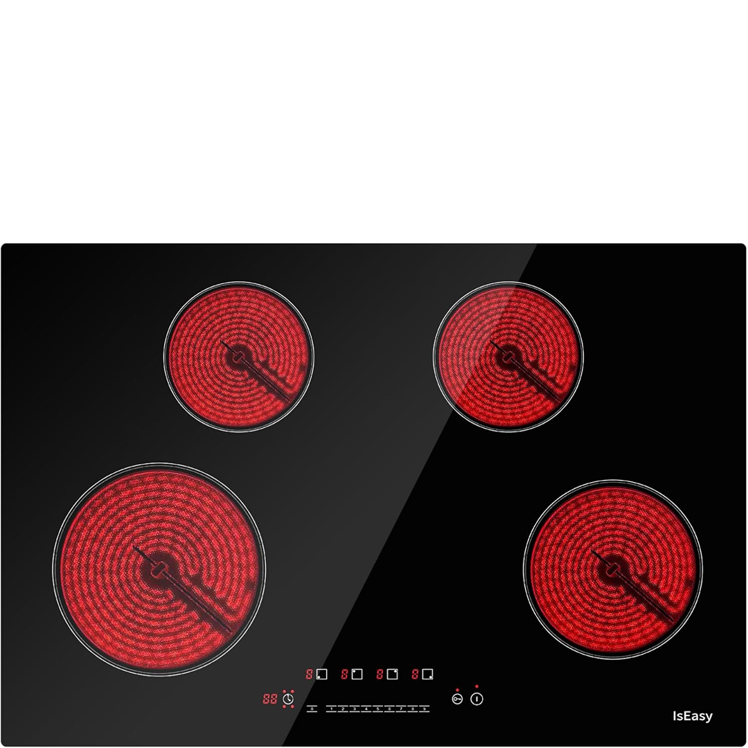 Eaffilifest - Amazon - Appliances - Cooktops - Electric Cooktop 30 inch Ceramic Stove 4 Burners 6700W Built-in Stove Top Electric Hot Plate Satin Glass cooktop in Black Touch Sensor Control/Timer/Child Safety Lock/9 Power Levelsr/220-240V